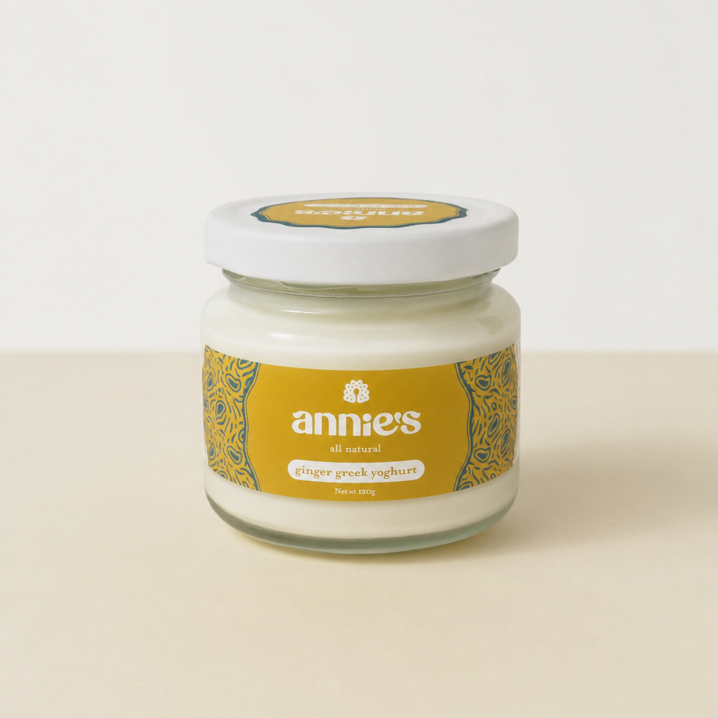 Front of Annie's Ginger Greek Yoghurt jar