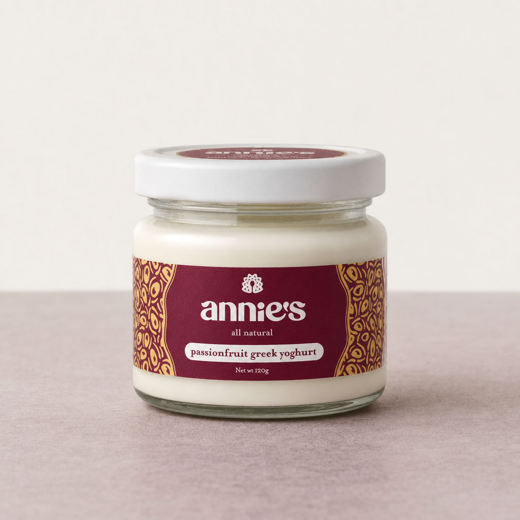 Front of Annie's Passionfruit Greek Yoghurt jar